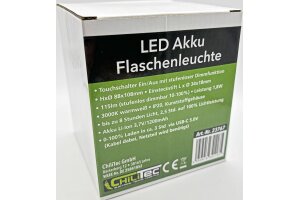 LED Akku Flaschenleuchte warmweiß USB-C ØxH 10x12cm