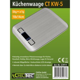 Digitale Küchenwaage CT KW-5 0-5kg ±1g 18x14x2cm