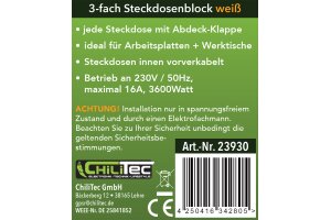 3-fach Steckdosenblock weiß 250V~/ 16A Aufbaumontage mit Klappen
