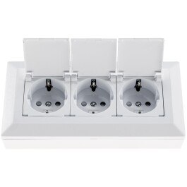 3-fach Steckdosenblock weiß 250V~/ 16A Aufbaumontage mit Klappen