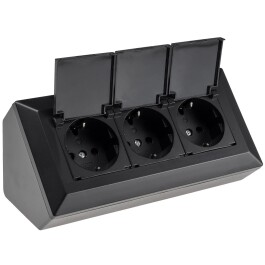 3-fach Steckdosenblock schwarz 250V~/ 16A Aufbaumontage...