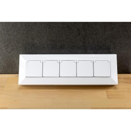 4-fach Steckdosenblock USB-A+C weiß 250V~/ 16A USB 3,1A PD mit Klappen