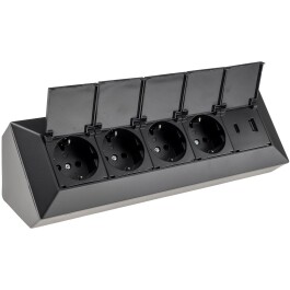 4-fach Steckdosenblock USB-A+C schwarz 250V~/ 16A USB...
