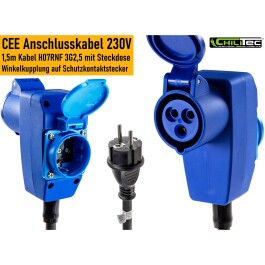 CEE Adapter auf Schutzkontakt-Stecker 230V H07RNF 3G2,5 1,5m Kabel