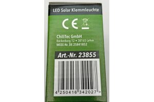 LED Solar Klemmleuchte SWK 8020 PIR Bewegungsmelder 25 LEDs IP44