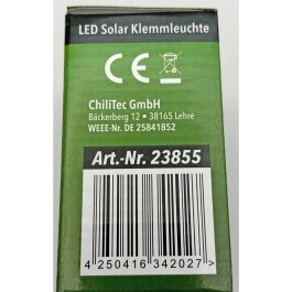 LED Solar Klemmleuchte SWK 8020 PIR Bewegungsmelder 25 LEDs IP44