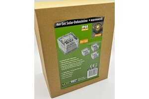 Solar Dekosteine IP65 4er Set mit Dämmerungssensor Warmweiß