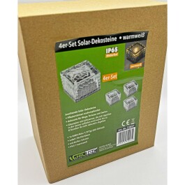 Solar Dekosteine IP65 4er Set mit Dämmerungssensor Warmweiß