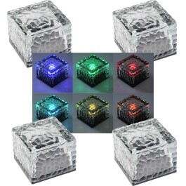 Solar Dekosteine IP65 4er Set mit Dämmerungssensor RGB