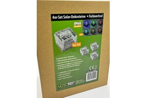 Solar Dekosteine IP65 4er Set mit Dämmerungssensor RGB