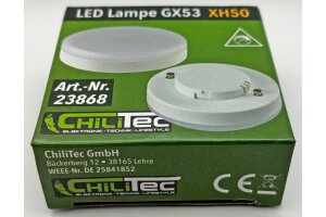 LED Leuchtmittel GX53 XH 50 warmweiß 5W 431lm Ø75x25mm 120° 3000k