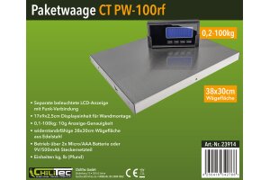 Paketwaage / Versandwaage CT PW-100rf 0,1-100kg ±10g,38x30cm Edelstahl Platte