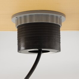 Schreibtisch-Einbausteckdose 3x +USB A+C versenkbar Edelstahl-Ausführung rund
