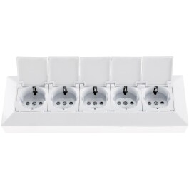 5-fach Steckdosenblock weiß 250V~/ 16A Aufbaumontage mit Klappen