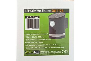 LED Solar Wandleuchte SWL 119-A PIR Bewegungsmelder IP44 anthrazit