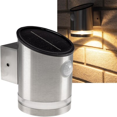 LED Solar Wandleuchte SWL 119-ES PIR Bewegungsmelder IP44 Edelstahl