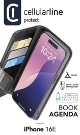 Cellularline Book Agenda 2 Case für Apple iPhone 16E Black