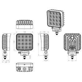 LED-Arbeitsscheinwerfer EINLICHT 9-32V 22W 2800lm R23 & R10 Flood-Version