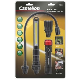 3-in-1 wiederaufladbares Aluminium-Licht-Sortiment CAMELION