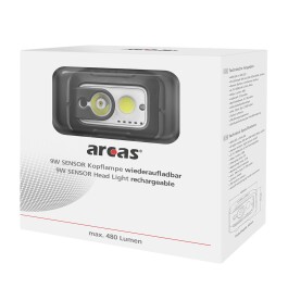 LED-Kopflampe ARCAS mit Sensor wiederaufladbar 9W