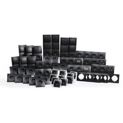 Schalter und Steckdosen Set McPower Flair Megaset matt schwarz 100-teilig