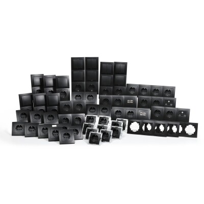 Schalter und Steckdosen Set McPower Flair Megaset Profi matt schwarz,100-tlg.