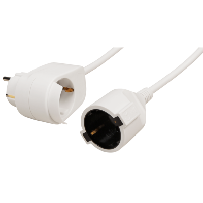 Netz- Verlägerungskabel 5m mit Steckdosenadapter Schutzk. Stecker > Kupplung