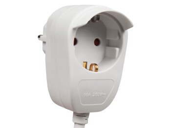 Netz- Verlägerungskabel 5m mit Steckdosenadapter Schutzk. Stecker > Kupplung