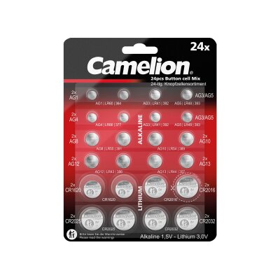 Knopfzellen-Sortiment Camelion Zink-Mangan-Dioxid + Lithium-Mangan 1,5V/3V