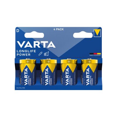 Mono-Batterie VARTA Longlife Power Alkaline Typ D LR20 1,5V 4er-Pack