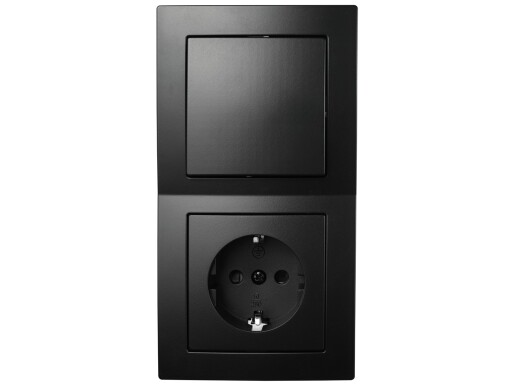 Schalter und Steckdosen Set McPower Flair Tür 2-fach matt schwarz 3-teilig