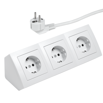 Steckdosenblock McPower Flair 250V~/16A weiß 3-fach 2m Kabel und Stecker
