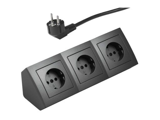 Steckdosenblock McPower Flair 250V~/16A anthrazit 3-fach 2m Kabel+ Stecker