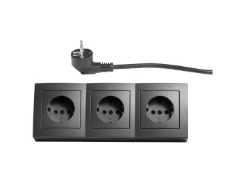 Steckdosenblock McPower Flair 250V~/16A anthrazit 3-fach 2m Kabel+ Stecker