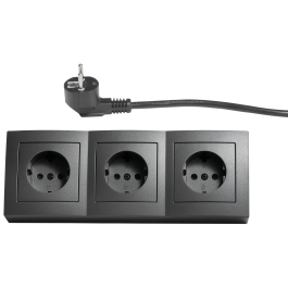 Steckdosenblock McPower Flair 250V~/16A anthrazit 3-fach 2m Kabel+ Stecker