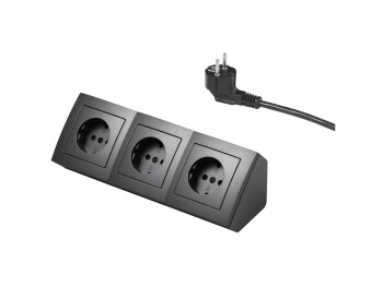Steckdosenblock McPower Flair 250V~/16A anthrazit 3-fach 2m Kabel+ Stecker
