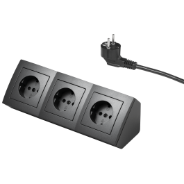 Steckdosenblock McPower Flair 250V~/16A anthrazit 3-fach 2m Kabel+ Stecker