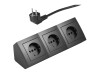 Steckdosenblock McPower Flair 250V~/16A anthrazit 3-fach 2m Kabel+ Stecker