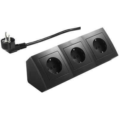 Steckdosenblock McPower Flair 250V~/16A schwarz 3-fach 2m Kabel+ Stecker