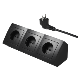 Steckdosenblock McPower Flair 250V~/16A schwarz 3-fach 2m Kabel+ Stecker