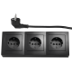 Steckdosenblock McPower Flair 250V~/16A schwarz 3-fach 2m Kabel+ Stecker