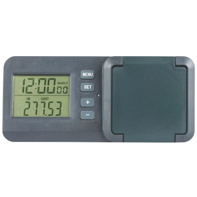Energiekostenmessgerät mit LCD-Display IP 44 schwarz-grün