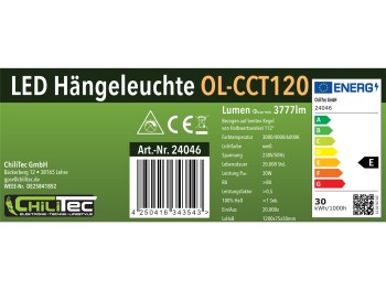 LED Hängeleuchte CT-OL CCT 120 230V 120cm 30W CCT 3000-6000k