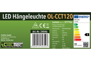 LED Hängeleuchte CT-OL CCT 120 230V 120cm 30W CCT 3000-6000k