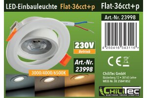 LED-Einbauleuchte Flat-36 CCT+P 3/5/7W 3000/4000/6500K schwenkbar