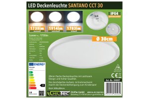 LED Deckenleuchte Santano FR-30 CCT IP54 Ø 30cm 18W CCT 3000-6000k
