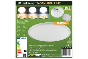 LED Deckenleuchte Santano FR-42 CCT IP54 Ø 42cm 24W CCT 3000-6000k