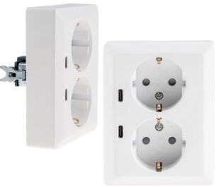 MILOS Schutzkontakt-Steckdose 2-fach 250V~/16A 1x UP 2x...