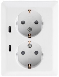 MILOS Schutzkontakt-Steckdose 2-fach 250V~/16A 1x UP 2x USB C/PD weiß matt