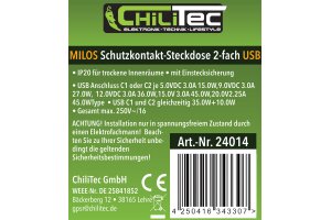 MILOS Schutzkontakt-Steckdose 2-fach 250V~/16A 1x UP 2x USB C/PD anthrazit